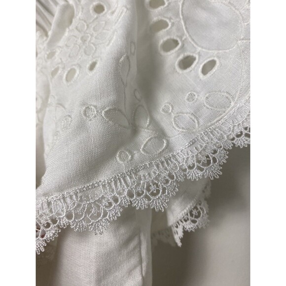 Mi Ami Francesca's White Paula Off The Shoulder Eyelet Ruffle Crop Blouse Size S - Picture 6 of 13